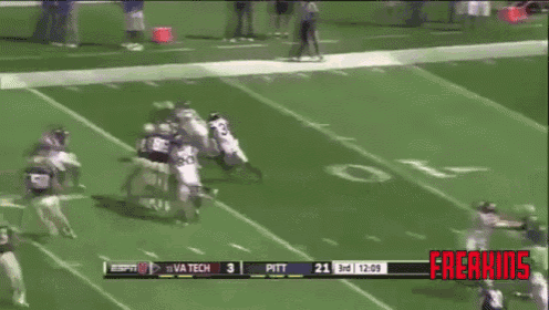 a football game between pitt and uva tech is being played