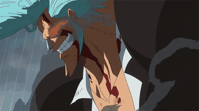 a drawing of a man with blood coming out of his chest