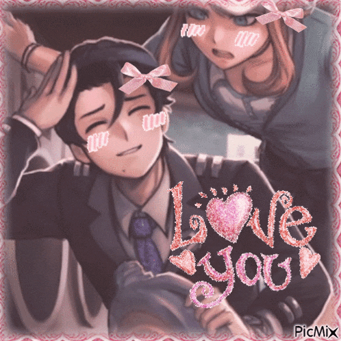 a picture of a man and woman with the words love you