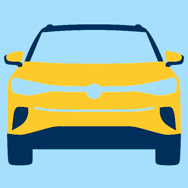 a blue car with a white volkswagen logo on it