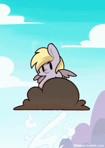 a drawing of a pony on a cloud with the website lifeloser.tumblr.com