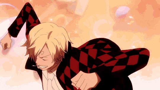 a man in a checkered jacket and tie is dancing in a room .