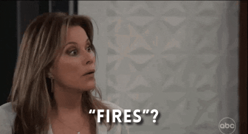 a woman says " fires " while sitting in front of an abc logo