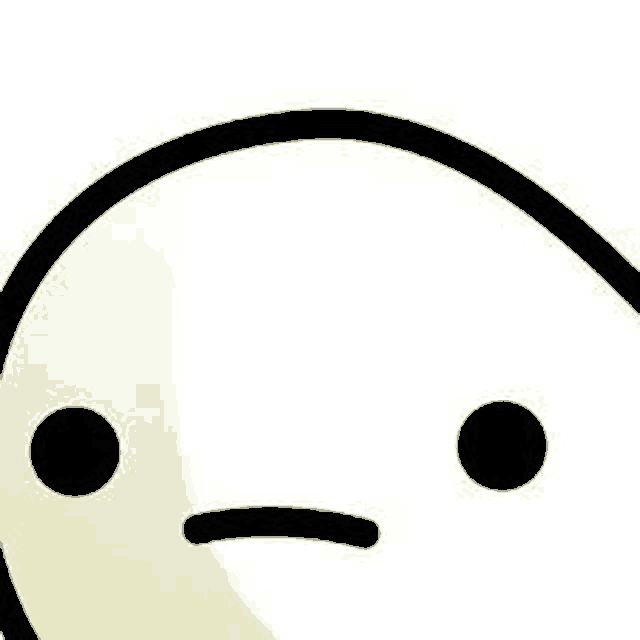 a close up of a cartoon face with a sad expression on it .