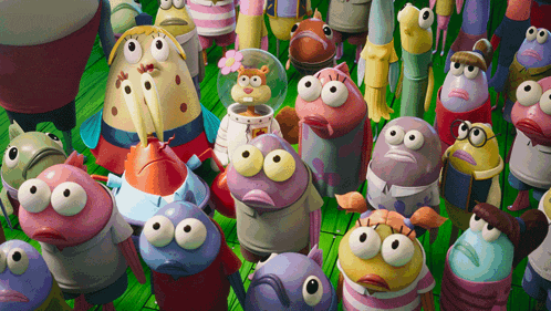 a group of cartoon characters including spongebob squarepants