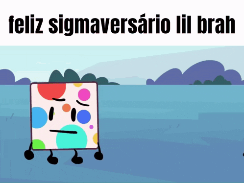 a cartoon drawing of a square with polka dots on it