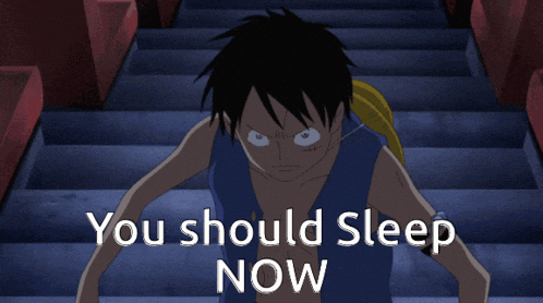 a picture of monkey d luffy and the words you should sleep now