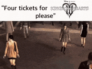 a poster for kingdom hearts shows people walking in a crowd