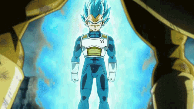 a cartoon character with the letter r on his chest is standing in front of a blue background