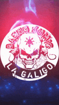 a picture of a skull with the words la galigo on it