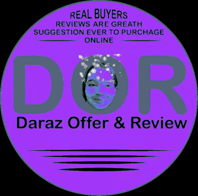 a logo for daraz offer and review shows a woman 's face