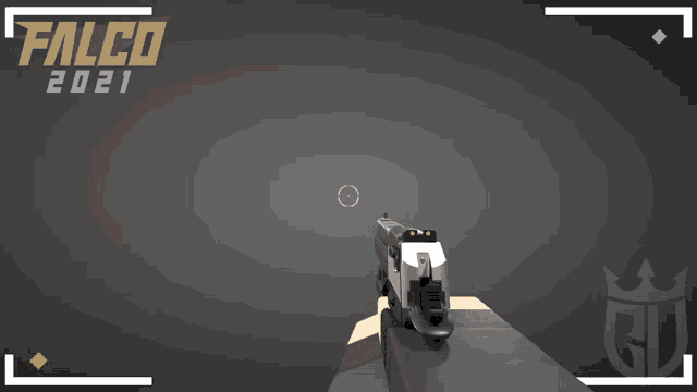 a computer generated image of a gun with the words falco 2021 on the bottom
