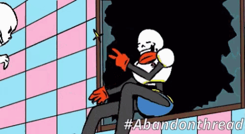 a cartoon of papyrus sitting on a window sill with the hashtag abandonthread
