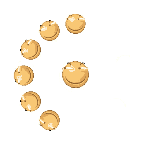a bunch of smiley faces are falling from the sky