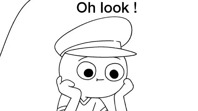 a black and white drawing of a cartoon character wearing a hat and holding his head .