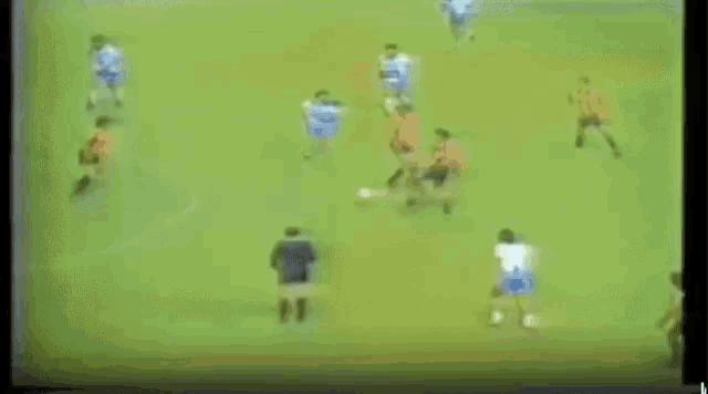 a blurry video of a soccer game being played