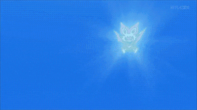 a blue sky with white clouds and a silhouette of a person flying in it