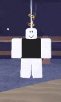 a roblox character wearing a black shirt and white shorts is standing in a room .