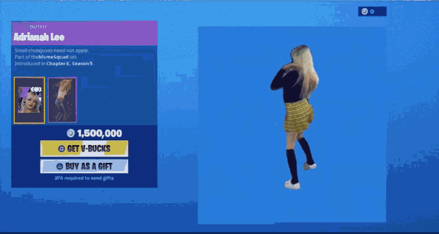 a screenshot of arianah lee 's fortnite outfit
