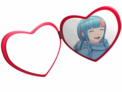a heart shaped mirror with a picture of a girl on it