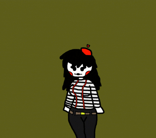 a cartoon drawing of a woman with a red heart on her head