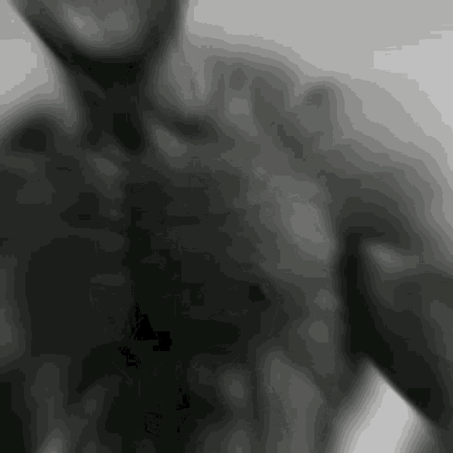 a blurry black and white photo of a man 's chest and arms .