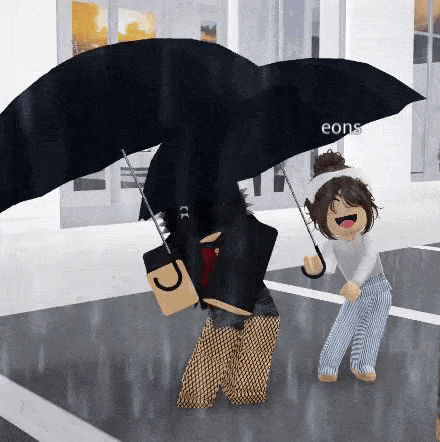 a boy and a girl are standing in the rain with an umbrella .