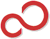 a red infinity symbol on a white background .