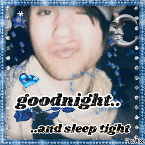 a picture of a person with the words goodnight and sleep tight