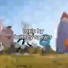 a cartoon scene with the words toxic by britney spears written on it