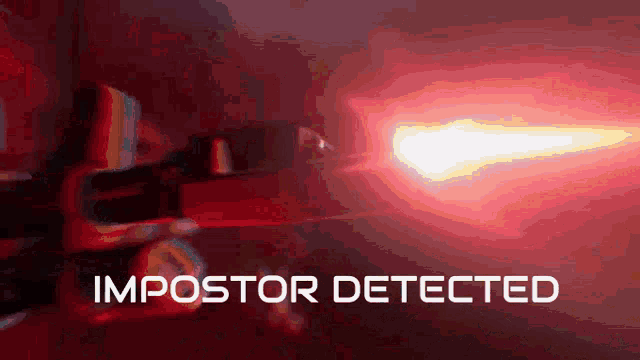 a red background that says impostor detected on it