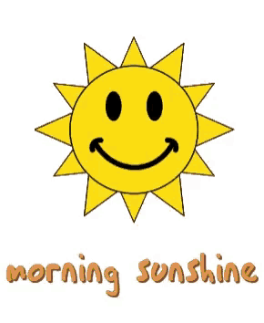 a smiling sun with the words morning sunshine written below it
