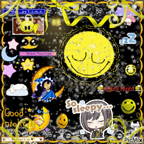a picture of a girl sleeping on a crescent moon with the words so sleepy