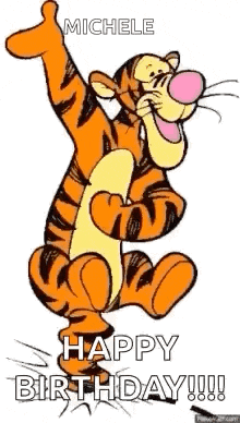 tigger from winnie the pooh is giving a thumbs up and says happy birthday .