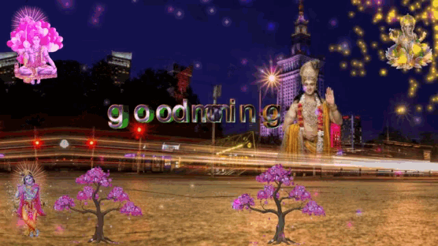 a computer generated image that says good evening on it