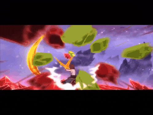 a video game scene with a person holding a sword