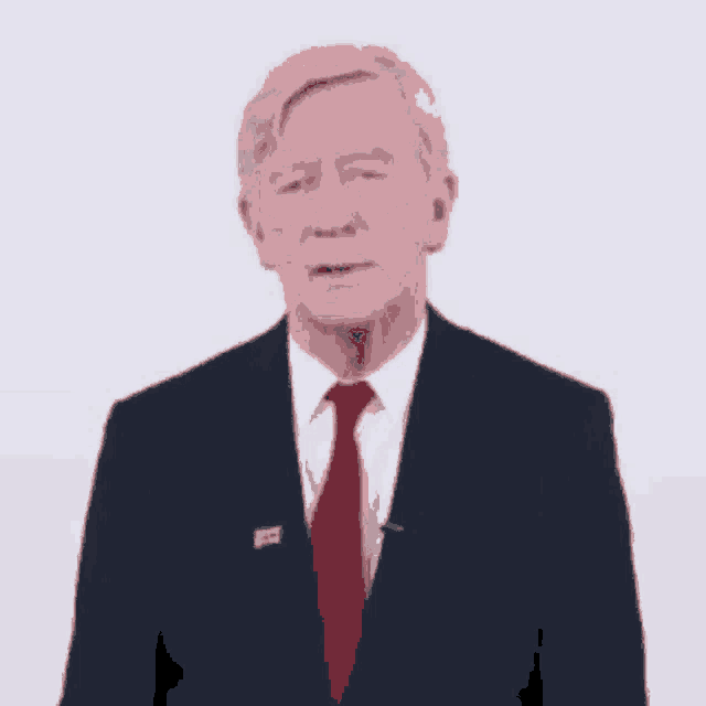 a man in a suit and tie has a badge on his jacket that says united states of america