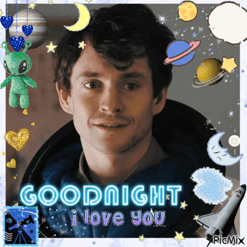 a picture of a man with the words goodnight i love you on it