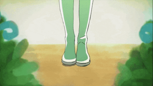 a cartoon drawing of a person 's legs with green pants