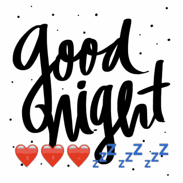 a sticker that says good night with hearts and zzz