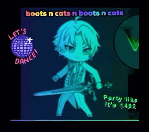 a poster that says let 's dance and boots n cats on it
