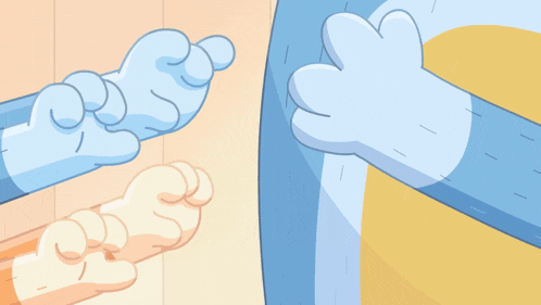 a cartoon drawing of a person 's fist and another person 's arm