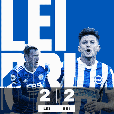 two soccer players on a blue background with the score lei 2 bri
