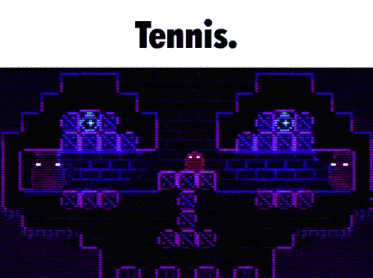 a screenshot of a video game called tennis with a purple background