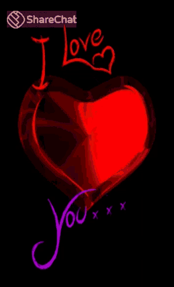 a purple heart that says i love you