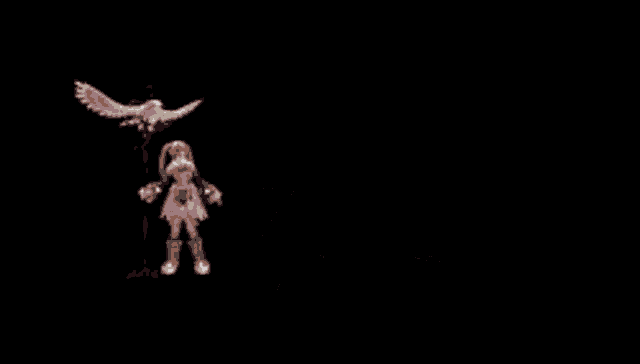 a video game character is being pulled by another character with wings and a sword .