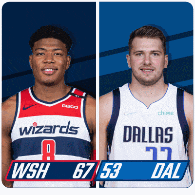 two basketball players one from the wizards and the other from dallas