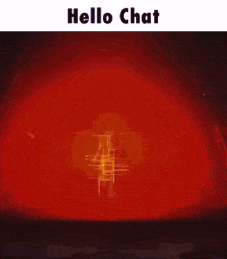 a man is dancing in front of a red background with the words hello chat written on it