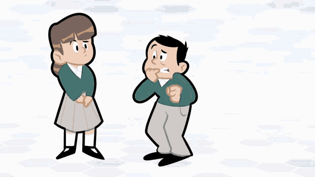 a boy and a girl are talking to each other