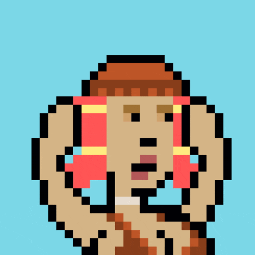 a pixel art drawing of a person with a surprised look on their face